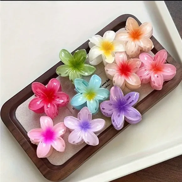 8pcs Set Women's Plumeria Claw Hairpins NIP - Picture 5 of 5